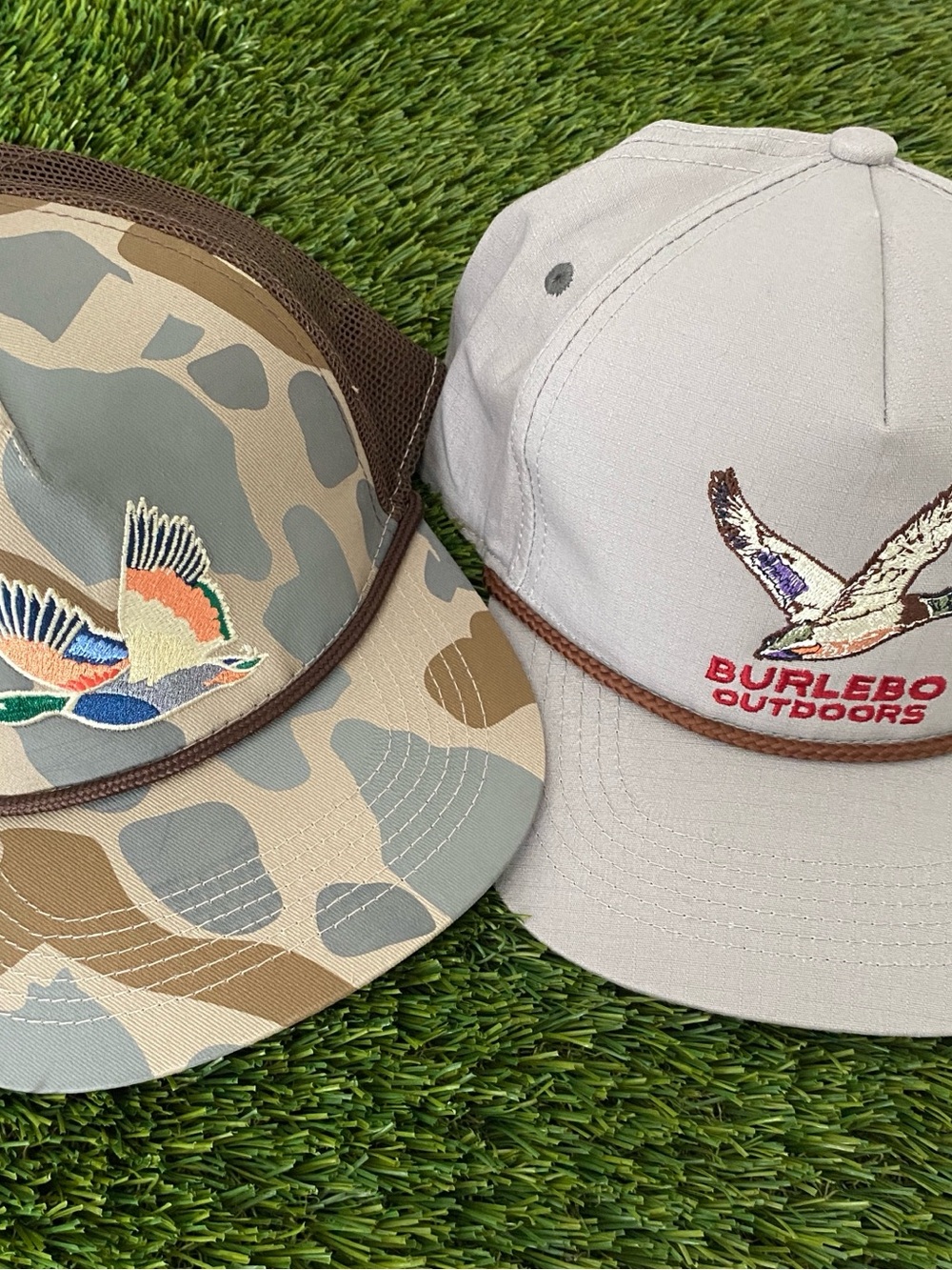 Burlebo Outdoors Lot of 2 Embroidered Duck Rope Snapback Adjustable Hats